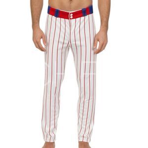 ALPHA PRIME Mens Large White W/Red Pinstripes Traditional Baseball Pants